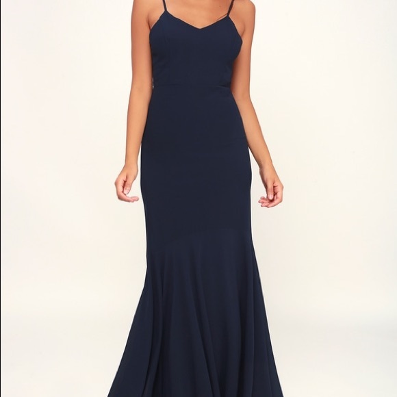Lulus Dresses & Skirts - Lulu’s STUNNING CHIFFON NAVY BLUE MAXI DRESS